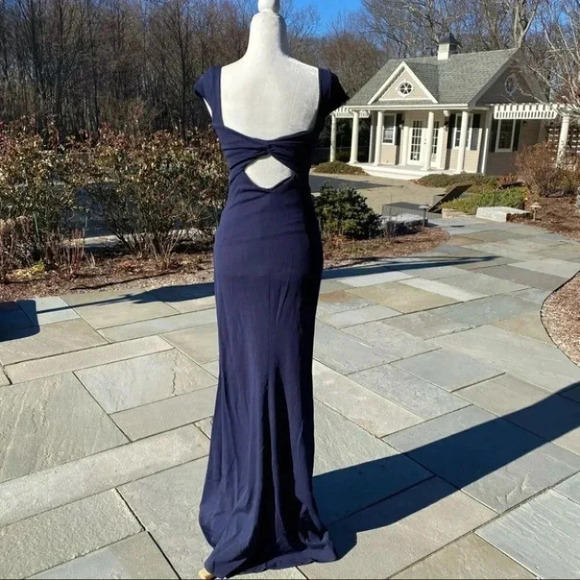 NWT Anthropologie BHLDN Katie May Madison Maxi Dress Long Cocktail in Navy Blue - Picture 12 of 15